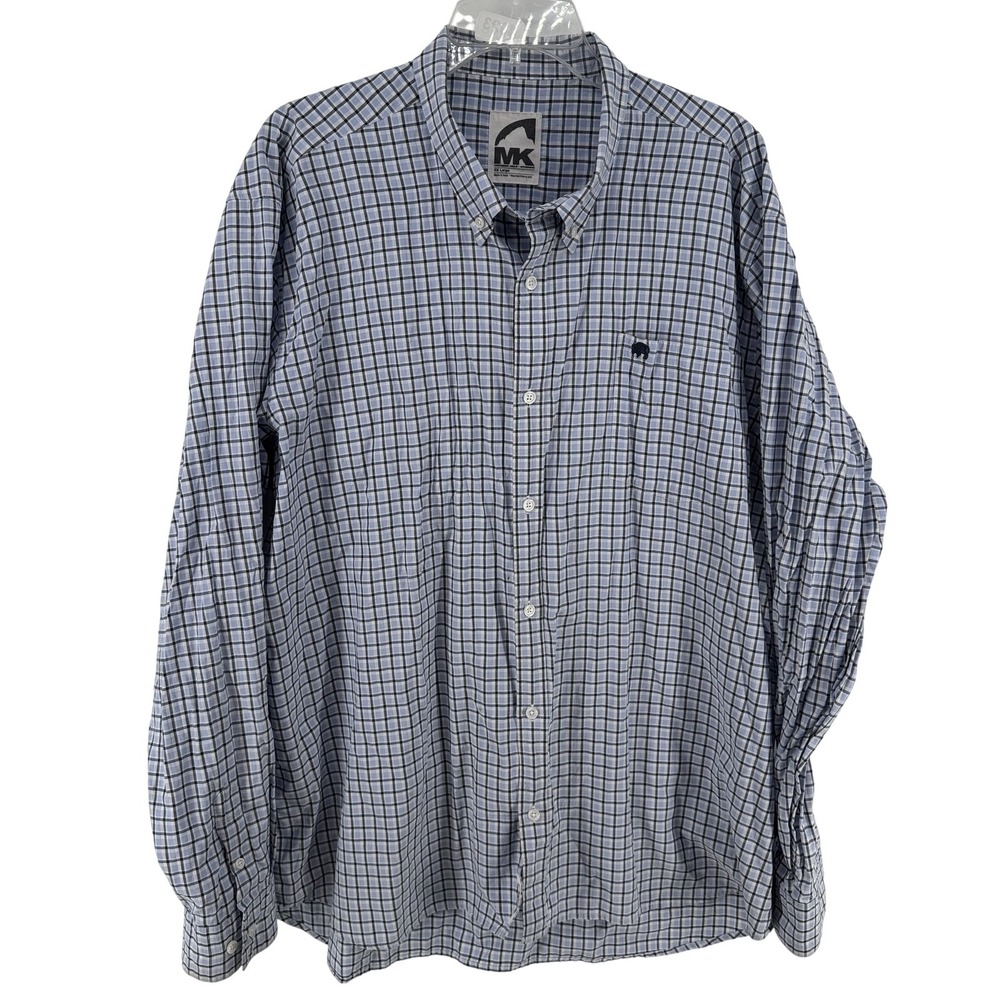 Mountain Khakis Shirt Mens 2XL Blue Check Long Sleeve Button Up Casual Outdoor